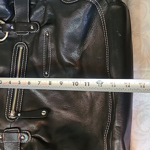 B Makowsky Black Pebbled Leather Tote Bag - Picture 3 of 9